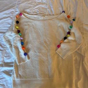 Cream Pom Pom sleeved sweater